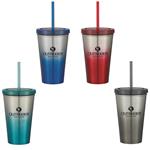 DH5745 16 Oz. Stainless Steel Double Wall Chroma Tumbler With Straw And Custom Imprint